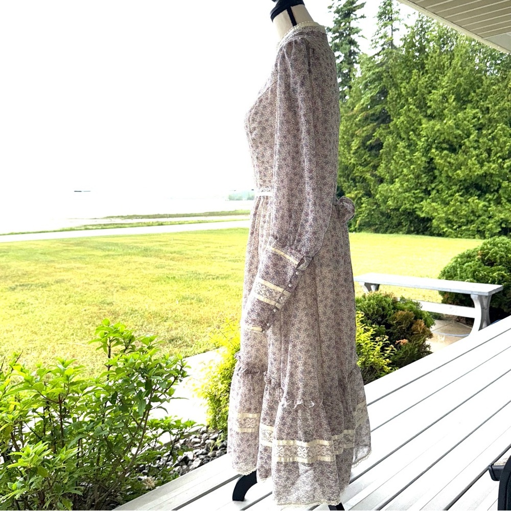 Vintage 80's Gunne SAX Prairie Dress Boho Cottage Victorian Wedding Fairy Dress - Picture 9 of 16